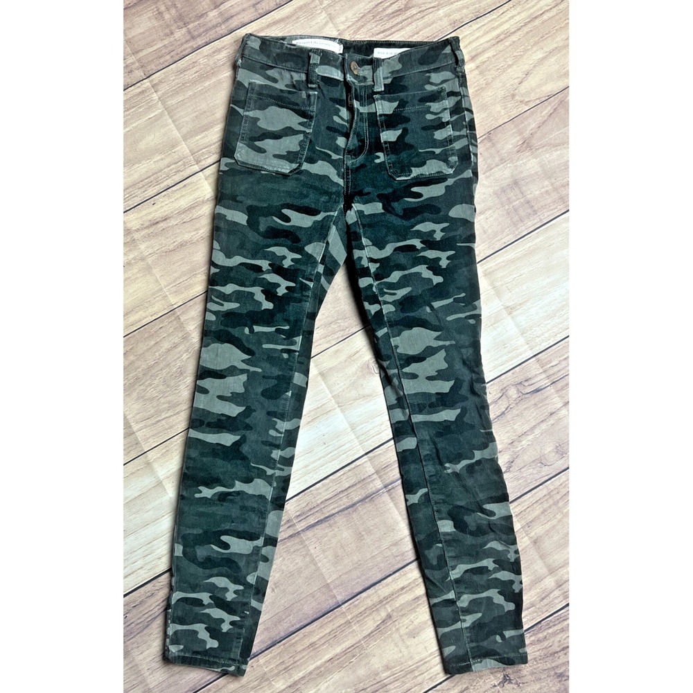 Pilcro and the Letterpress Jeans Womens 25 Camo High Rise Skinny Corduroy Green